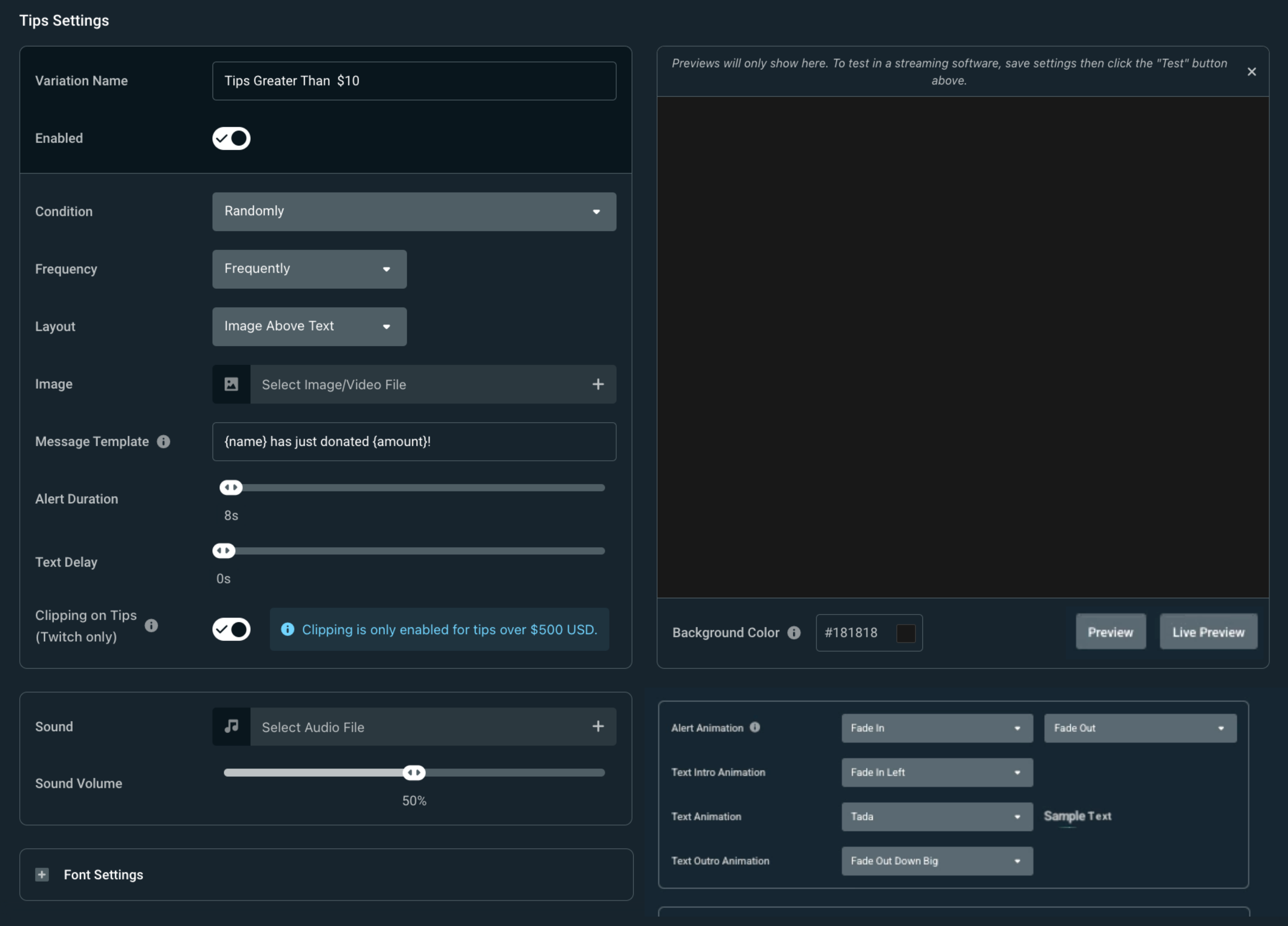 Alert box variation window showing how to customize